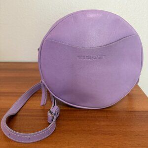 Portland Leather Large Circle Crossbody Bag in Lavender